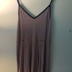 Navy and white striped skater style dress.